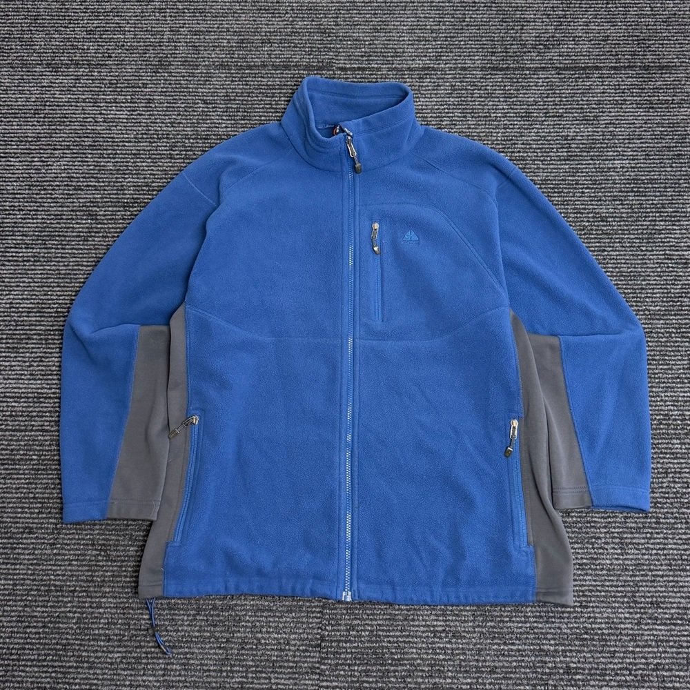Vintage Nike ACG Jacket Men XL Blue Fleece Full Zip Therma Hiking Outdoors